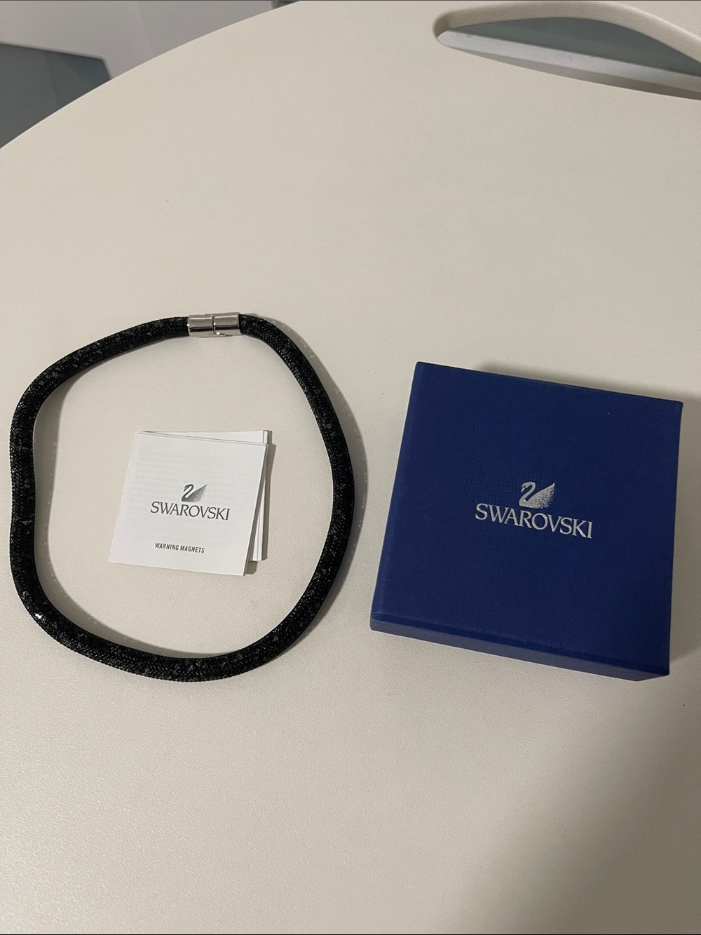 Swarovski Black Crystal Mesh Necklace with Silver Magnetic Clasp
